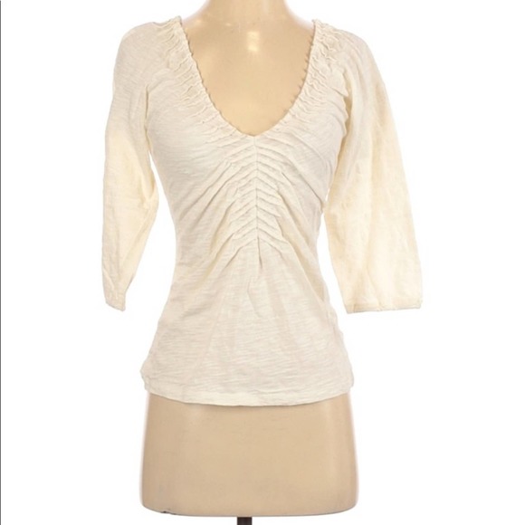 Ett Twa Ivory Pleated Top Medium - Picture 1 of 6